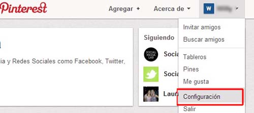 configuraciones de pinterest