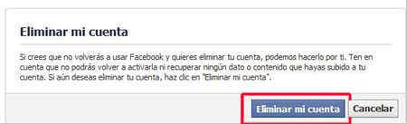 Cómo eliminar definitivamente una cuenta de Facebook