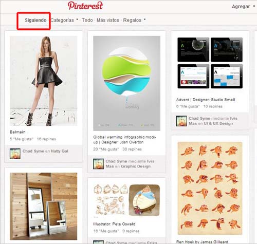 seguir a otros usuarios en Pinterest