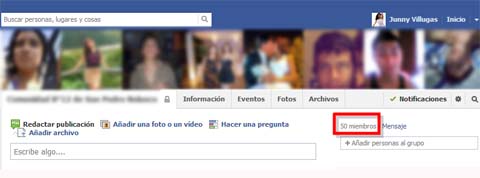 Ver miembros de un grupo de facebook