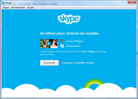 confirmar fusion de messenger con skype