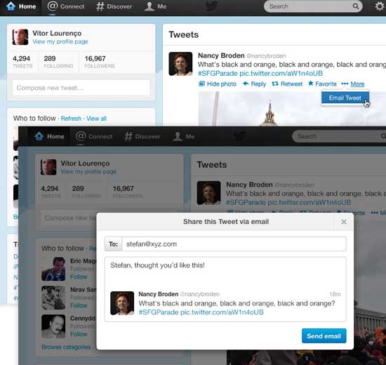 Twitter ya permite compartir tweets por correo electrónico