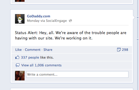 godaddy respuesta a crisis en facebook