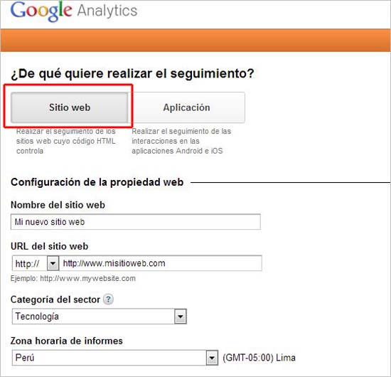 registro en google analytics