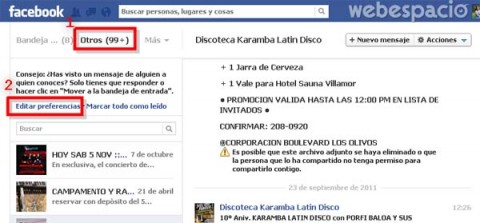 editar preferencias de mensajes en facebook