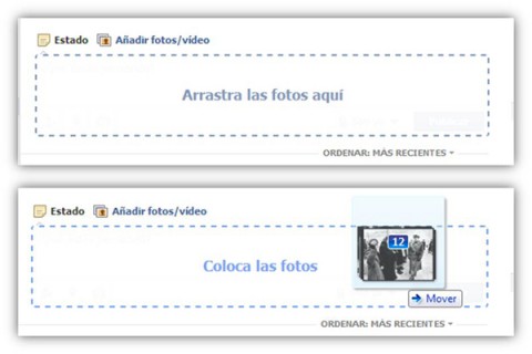 arrastrar y soltar fotos para publicar en facebook