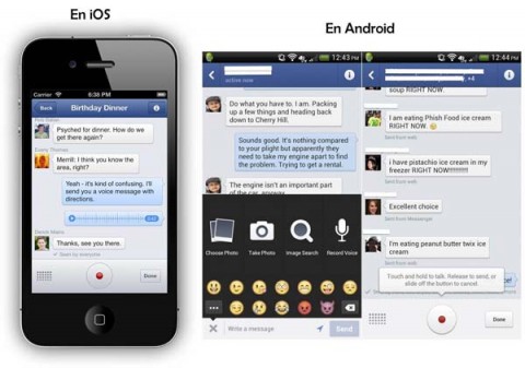 facebook messenger permite enviar mensajes voz