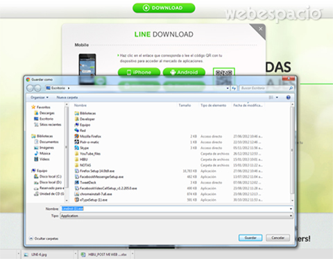 guardar descargar line