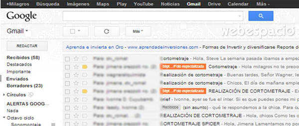 mensajes etiquetados en gmail