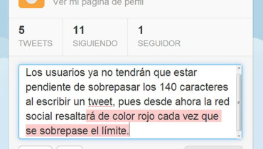 twitter te avisa si sobrepasas los caracteres