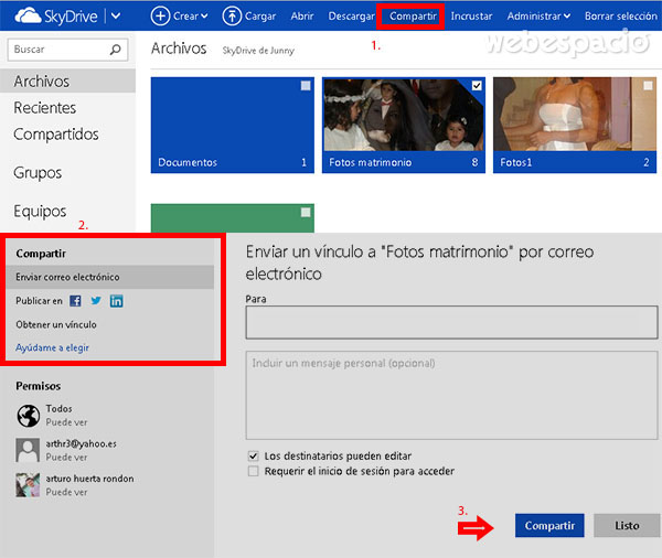 compartir archivos en skydrive de outlook