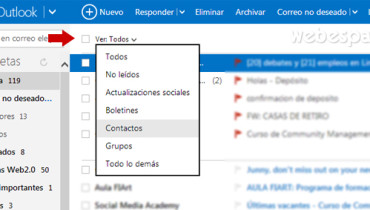 filtrar mensajes en outlook