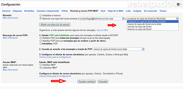 recibir correo gmail en outlook