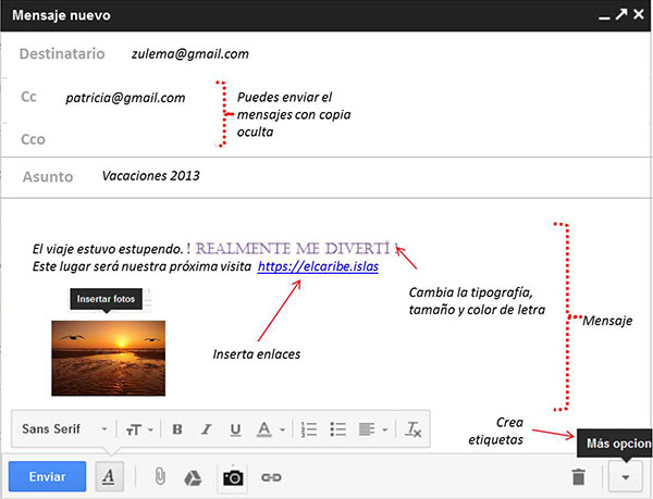 redactar mensaje en la nueva interfaz de gmail