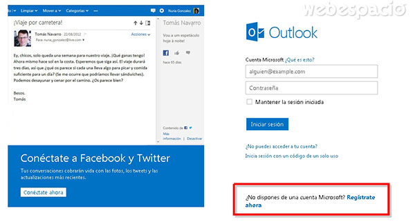 registrarse en outlook