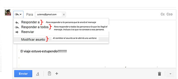 responder un mensaje en la nueva interfaz de gmail