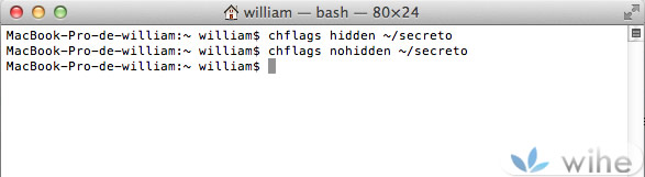 comando ocultar archivos mac