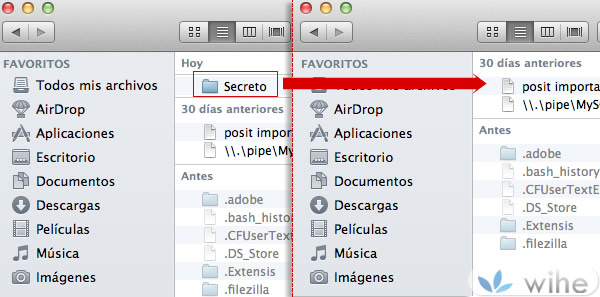 ocultar carpeta en el finder