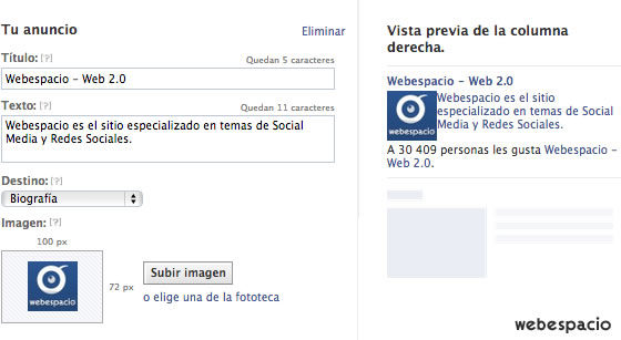 anuncio en facebook