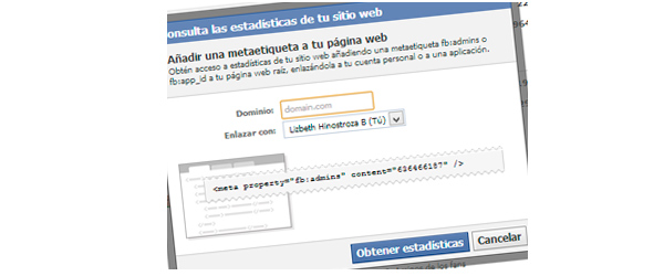 Enlazar sitio web  a cuenta de facebook