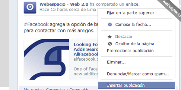 insertar publicacion de facebook en sitios web