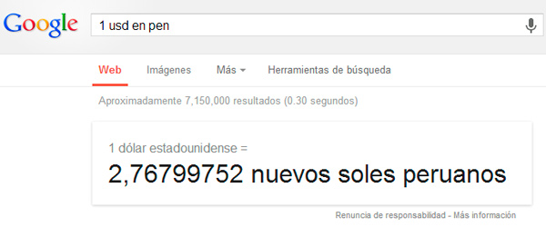 Convertidor de monedas en google