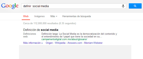 definir social media en google