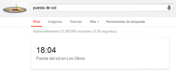 puesta de sol en google