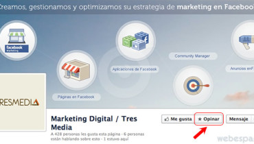 boton opinar en paginas de facebook
