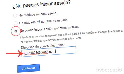 no puedo iniciar sesion gmail