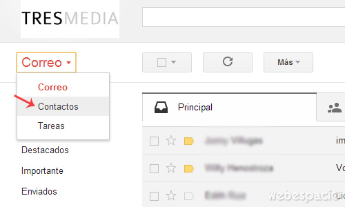 restablecer contactos de correo gmail