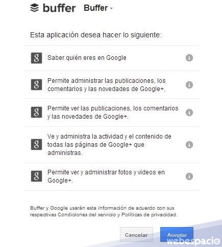 aceptar vinculacion google plus