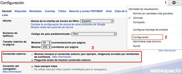 ocultar imagenes gmail