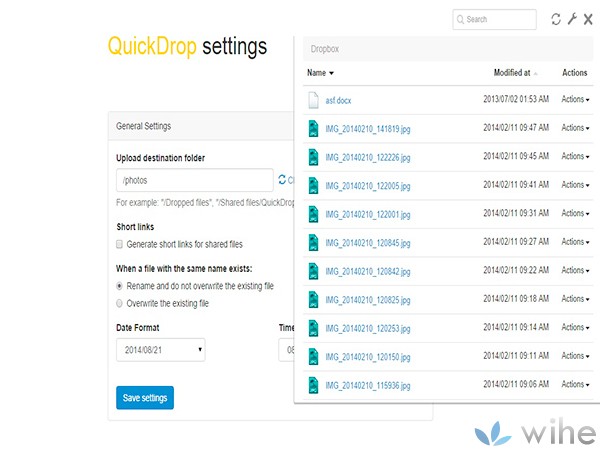 ajustes quickdrop