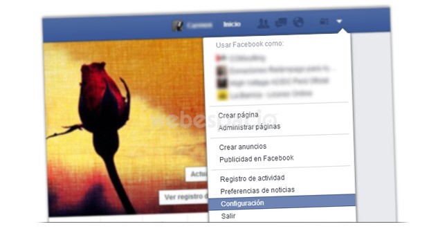 configuracion facebook