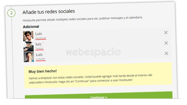 redes sociales adicionar