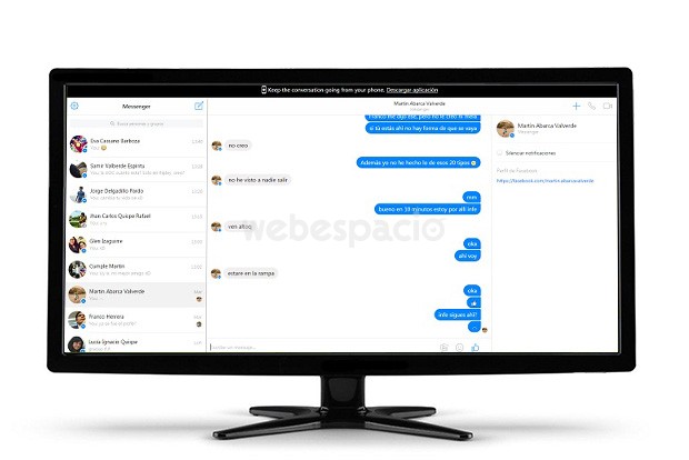 pantalla facebook messenger