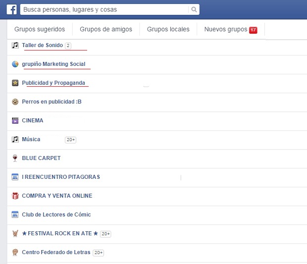 escoger grupos facebook