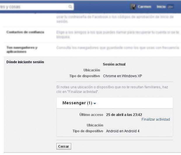 cerrar sesion facebook