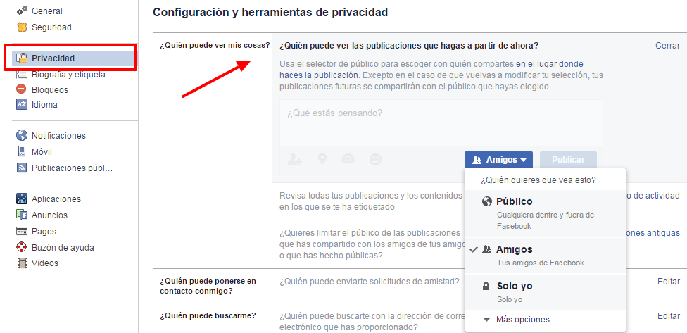 privacidad en publicaciones de facebook