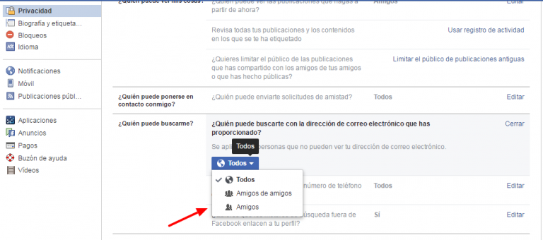 quitar perfil de resultados de busqueda