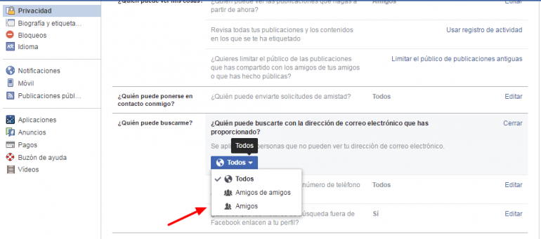 quitar perfil de resultados de busqueda