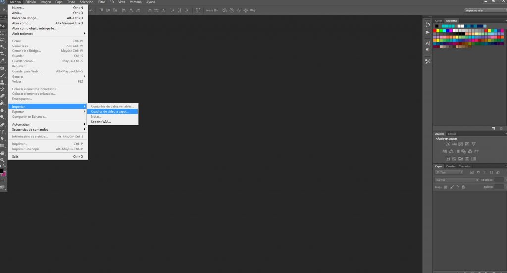 importar video photoshop