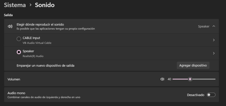 configuracion de sonido en windows 11